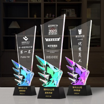 ADL New Colorful Glass Crystal Trophy Awards for Souvenir Gifts from China Factory Trophy Plaques Glass Crafts