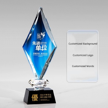 ADL Classic Victory K9 Crystal Trophy Souvenir Award Crystal With Clear Glass Base Honor Crystal Awards Trophy for Gifts
