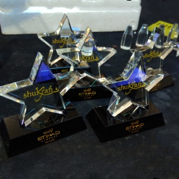 ADL Classic K9 Clear Glass Star Crystal Trophy Award Black Base Glass Plaque for Sport Souvenir Gifts for Wholesales Factory