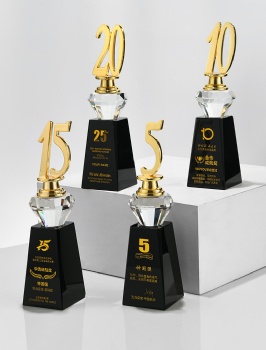 ADL Crystal Glass Metal Trophy Awards 15 Years Service Awards Blank Company Annual Celebration Crystal Trophy