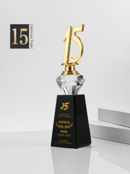 ADL Crystal Glass Metal Trophy Awards 15 Years Service Awards Blank Company Annual Celebration Crystal Trophy