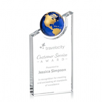 ADL Factory Wholesales Cheap Custom High Grade Business Crafts Gift Globe Crystal Trophy Awards Customer Service Award