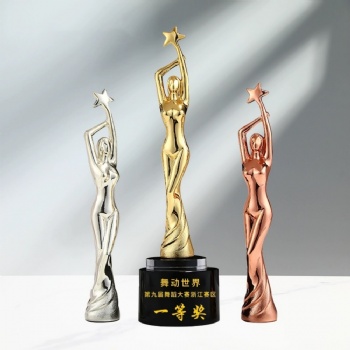 ADL Woman Angel Dance Trophy Crystal Glass Metal Awards Trophy Cup for Dancer Diamond Crystal Crafts Golden Trophy Award