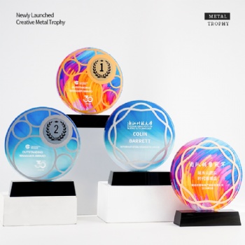 ADL 2024 Round Crystal Glass Metal Trophy Awards New Design High-Quality Glass Crafts Gifts Awards from China Sports Souvenir