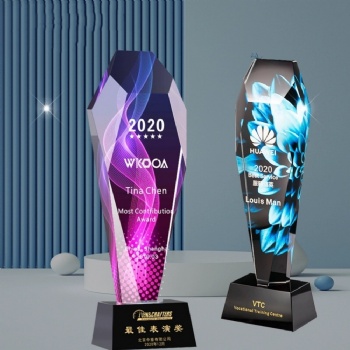 ADL 2024 Colorful Crystal Glass Trophy Awards New Design Wholesales Glass Crafts Gifts Awards from China Artificial Trophy