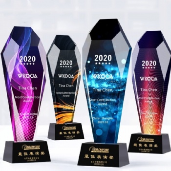 ADL 2024 Colorful Crystal Glass Trophy Awards New Design Wholesales Glass Crafts Gifts Awards from China Artificial Trophy