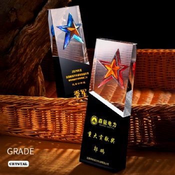 ADL K9 Clear High Quality Acrylic Awards Five-Pointed Star Crystal Black Glass Trophy with engraving Customized Trophy Awards