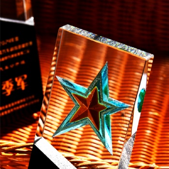 ADL K9 Clear High Quality Acrylic Awards Five-Pointed Star Crystal Black Glass Trophy with engraving Customized Trophy Awards