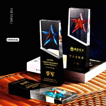 ADL K9 Clear High Quality Acrylic Awards Five-Pointed Star Crystal Black Glass Trophy with engraving Customized Trophy Awards