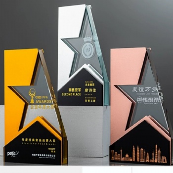 ADL Metal Star New Design Crystal Glass Trophy Awards Business Souvenir Gifts Hand Made Crystal Trophy
