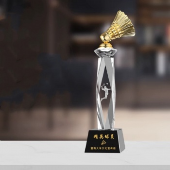ADL Sports Badminton Shuttlecock Crystal Glass Clear Trophy Awards Crafts Gifts for Business Souvenir Crafts School Trophy