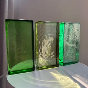 Painted Green Solid Glass Block Bricks Colorful Wall Decoration Building House Crystal Crafts Glass China