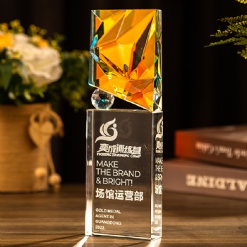 ADL Wholesale Blue Crystal Crafts Customized Color Engraved Sports Theme Trophies Employee Honor Commendation Zhejiang China