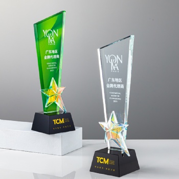 ADL Star Crystal Glass Award Trophy with Polished Engraved Logo High Quality Business Gift and Home Decor