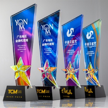 ADL Star Crystal Glass Award Trophy with Polished Engraved Logo High Quality Business Gift and Home Decor