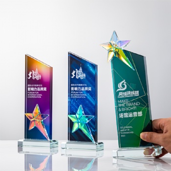 ADL Star Crystal Glass Award Trophy with Polished Engraved Logo High Quality Business Gift School Events Awards