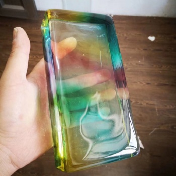 ADEL Flat Solid Glass Blocks Hot-Melt Painted Custom Thickness for Industrial & Building Decoration Morden Gradient Colors