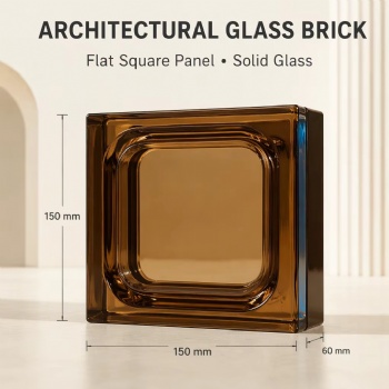 New Color Coated Solid Glass Brick 150x150x60mm Transparent Base in Red Yellow Blue Brown Amber for Decorative Walls Hotel Interiors Wholesale and Retail