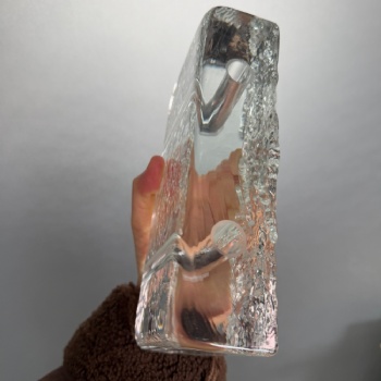 Factory Wholesale Single Sided Stone Pattern Clear White Transparent Crystal Glass Brick Blocks for Building Decoration