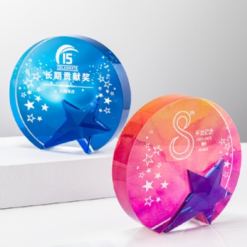 Crystal Trophy Engraved Custom UV Printing Logo Background United States Corporate Award Souvenir Gift Durable Bluk Order