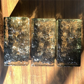 New Design 50*100*200mm Stone Pattern Painted Light Green Crystal Glass Brick Blocks For Home House Decoration