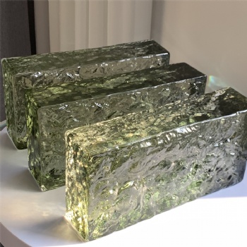 New Design 50*100*200mm Stone Pattern Painted Light Green Crystal Glass Brick Blocks For Home House Decoration