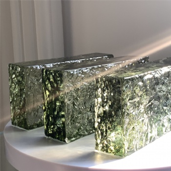 New Design 50*100*200mm Stone Pattern Painted Light Green Crystal Glass Brick Blocks For Home House Decoration