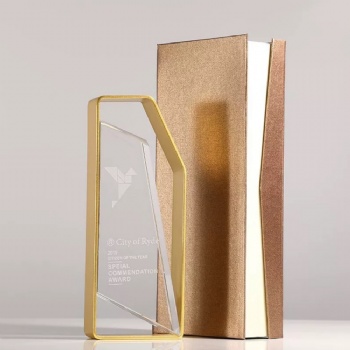 ADL New Design Crystal Glass Metal Trophy Awards for Sports Trophy Business Souvenir Gifts Carved Crystal Awards